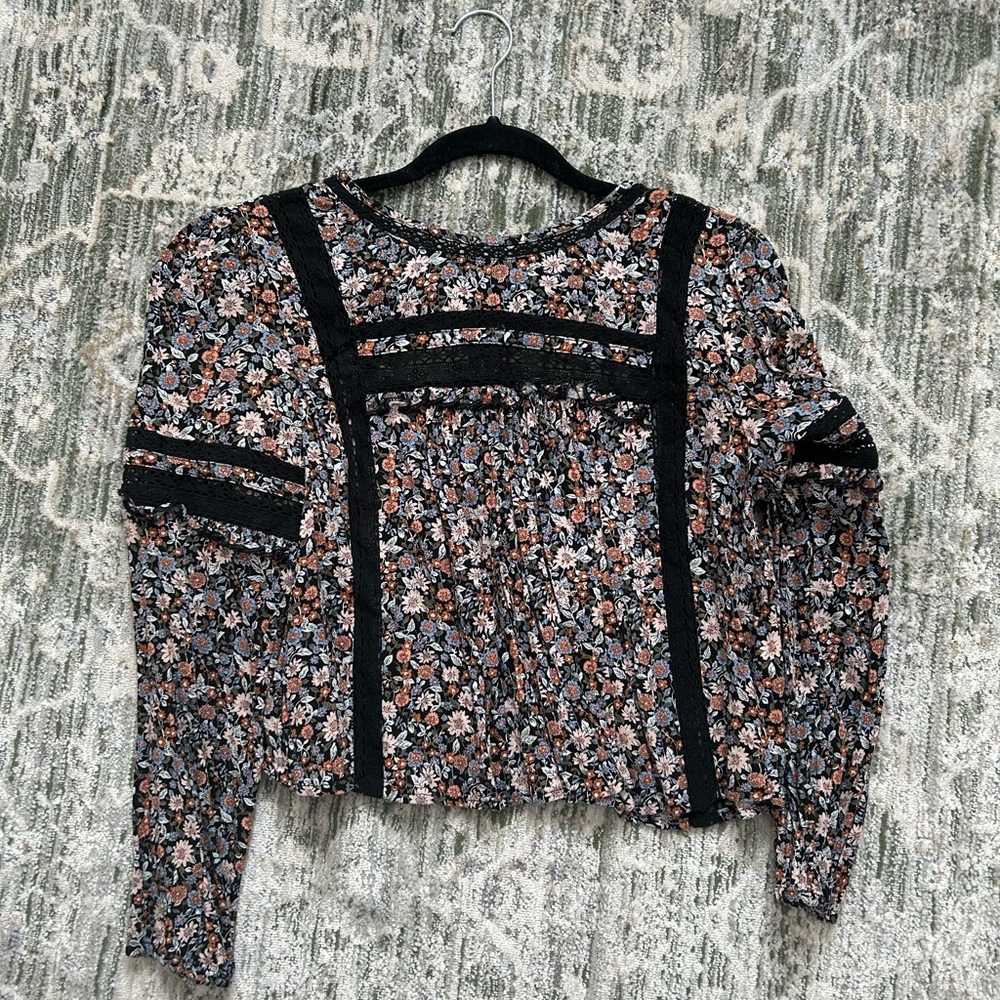 Floral Black and Pink Women's Top